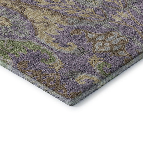 Mayfield Premium Machine Washable Abstract AMF1153 Purple 2 ft. 3 in. x 7 ft. 6 in. Runner Rug