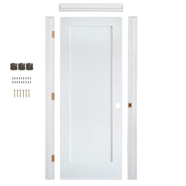 Krosswood Doors Ready-To-Assemble 28 in. x 80 in. Shaker 1-Panel Left-Hand Primed Solid Core MDF Wood Single Interior Door