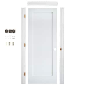 Ready-To-Assemble 30 in. x 80 in. Shaker 1-Panel Left-Hand Primed Solid Core MDF Wood Single Prehung Interior Door