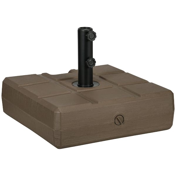 Otryad 88 lbs. Fillable Patio Umbrella Base with Steel Umbrella Holder for 1.25 in., 1.5 in. or 2 in.  Umbrella Poles in Brown