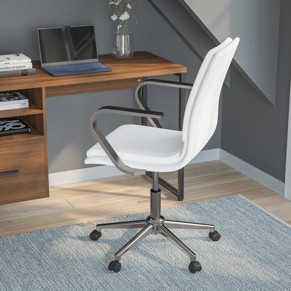 White/Chrome Leather/Faux Leather Office/Desk Chair Table Top Only