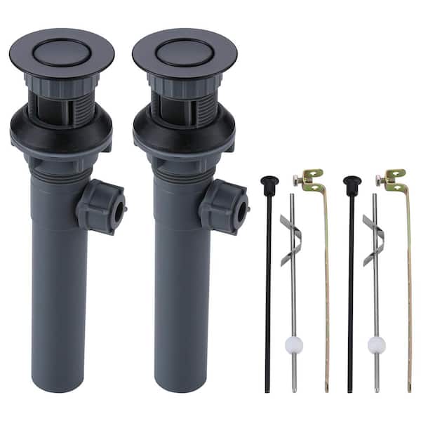 WOWOW 8.6 in. x 2.13 in. x 1.25 in. Lift Rod Drain Assembly in Black (2-Piece)