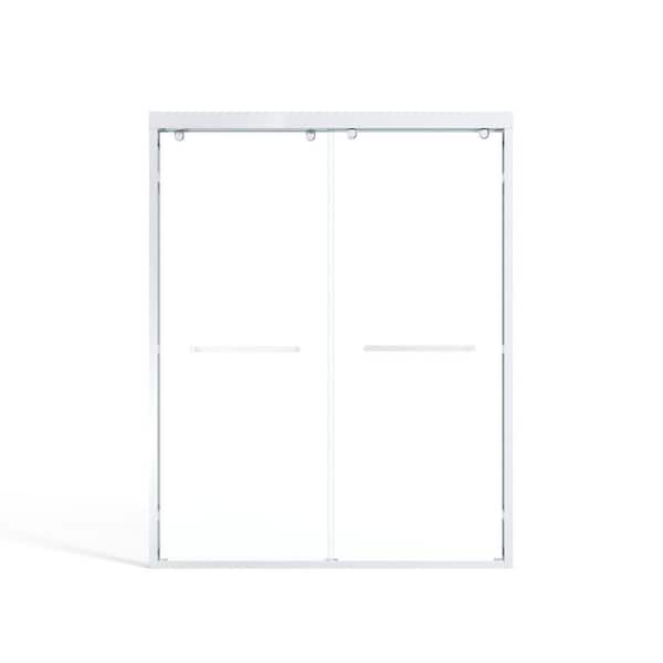 60 in. W x 76 in. H Sliding Framed Shower Door in Chrome Finish with Clear Glass