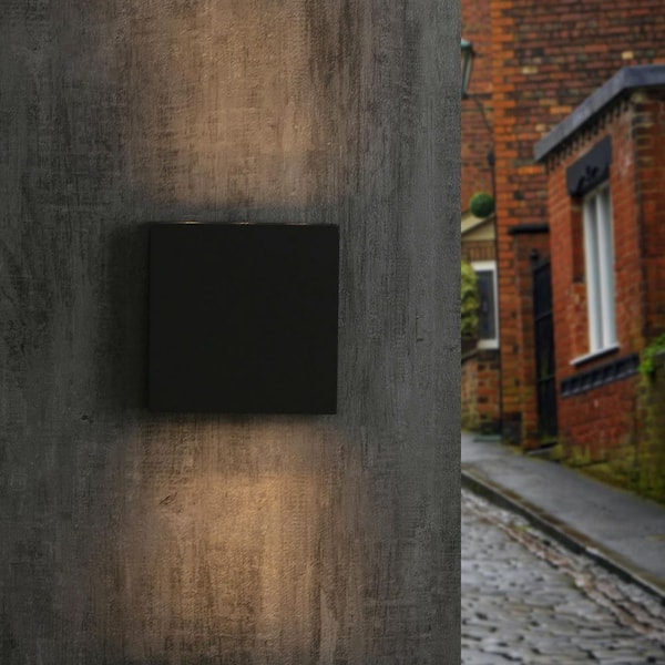Black Wall Lights Outdoor Hardwired Waterproof Integrated LED Up and Down Lighting Exterior Sconces Porch Lantern
