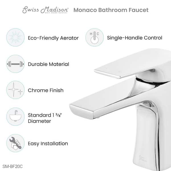 Monaco Single-Handle Single-Hole Bathroom Faucet in Chrome