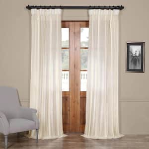 Antigua Off White Ivory Striped Linen Sheer Curtain - 50 in. W x 96 in. L
