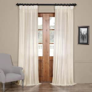 Antigua Off White Ivory Striped Linen Sheer Curtain - 50 in. W x 108 in. L