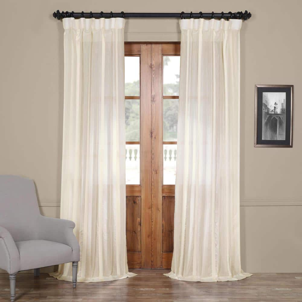 Exclusive Fabrics & Furnishings Antigua Striped Linen Sheer Curtain In 