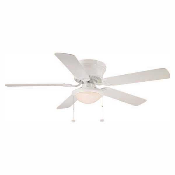 PRIVATE BRAND UNBRANDED Hugger 52 in. LED Indoor White Ceiling Fan with Light Kit