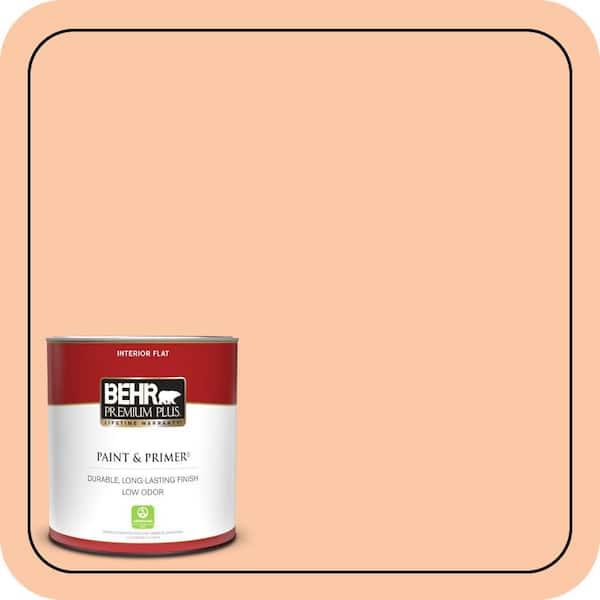 BEHR PREMIUM PLUS 1 qt. #250C-3 Fresco Cream Flat Low Odor Interior Paint & Primer