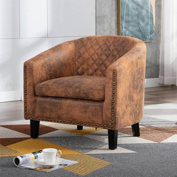 brown microfiber accent chair