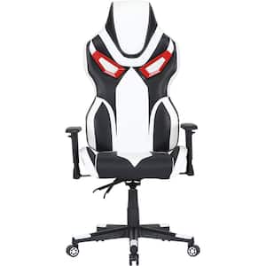 Black, White and Red Faux Leather Gaming Chair with Adjustable Gas Lift Seating, Lumbar and Neck Support