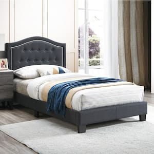 Fabric Upholstered Charcoal Twin Bed