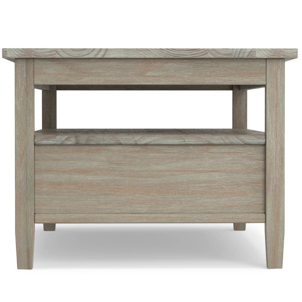 Distressed Gray Rectangular Wood Coffee Table with Storage
