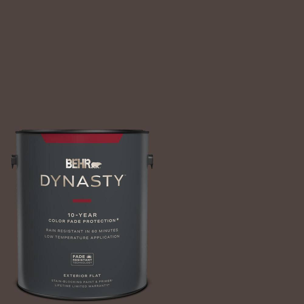 BEHR DYNASTY 1 gal. 790B7 Bitter Chocolate Flat Exterior StainBlocking Paint & Primer 465301