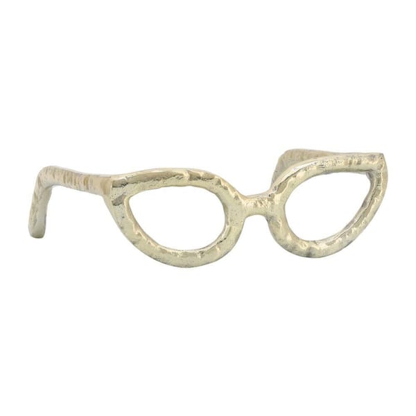 Liv & Skye Gold 7 in. x 3 in. Metal Abstract Cat Eye Glasses Sculpture