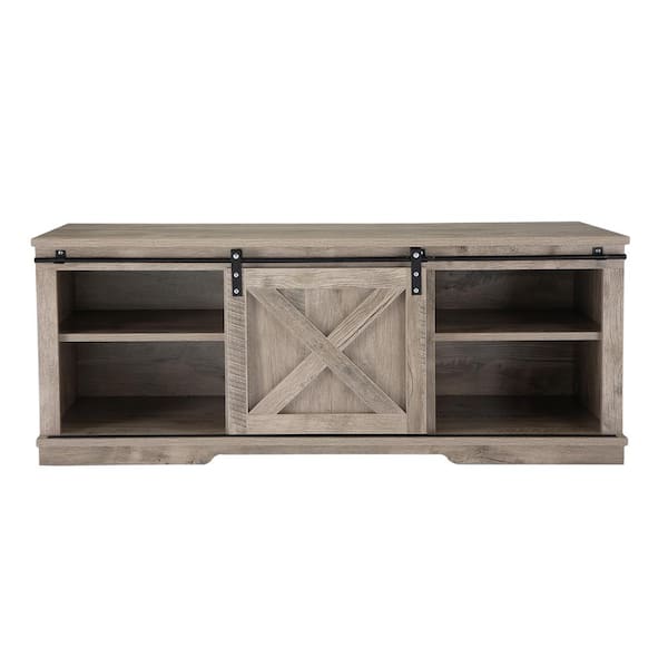CIPACHO 46.46 in. Particle Board Gray TV Stand with 4 Opening Storage Fits TV's up to 56 in. with Barn Door