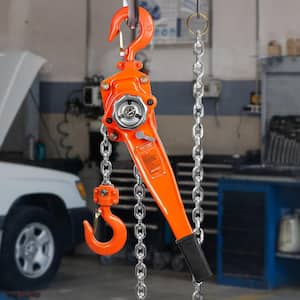 Manual Lever Chain Hoist, 1-1/2 Ton 3300 lbs. Capacity 10 FT. Come Along, G80 Galvanized Carbon Steel with Weston Brake