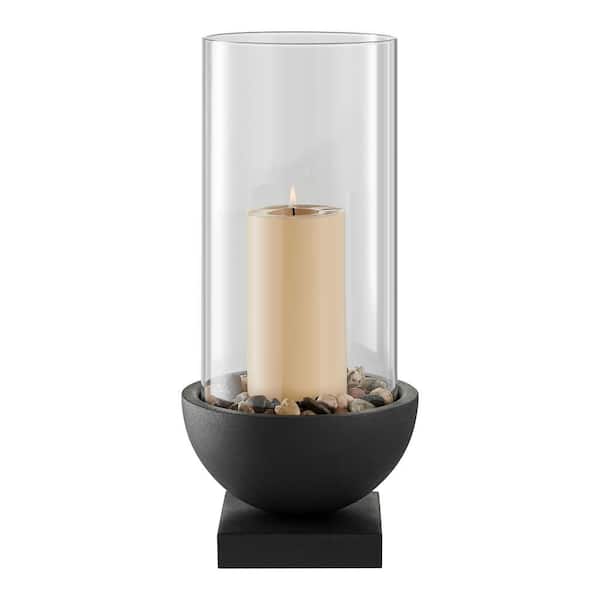 DANYA B Modern Black Metal Bold Pedestal and Glass Pillar