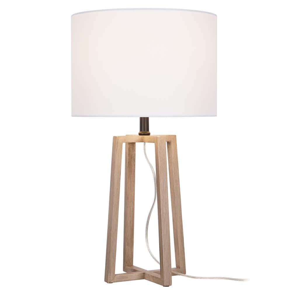 Hampton Bay Woodbine 23.5 in. Walnut Wood Table Lamp