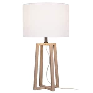Woodbine 23.5 in. Walnut Wood Table Lamp with LED Bulb Included