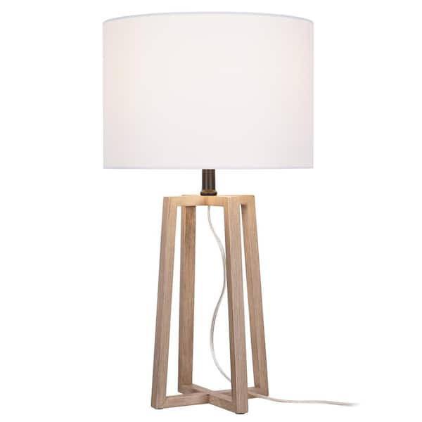 Hampton Bay Woodbine 23.5 in. Walnut Wood Table Lamp with LED Bulb Included