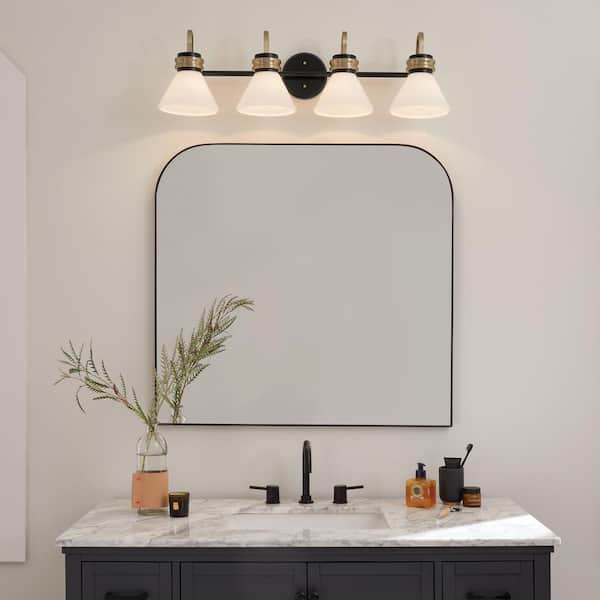 Bathroom Vanity Light, 4-Light Black Bathroom Light Fixtures with