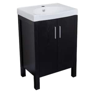 Stanwood 24 in. W x 18.5 in. D Single Vanity in Black with Vitreous China Vanity Top in White with White Basin