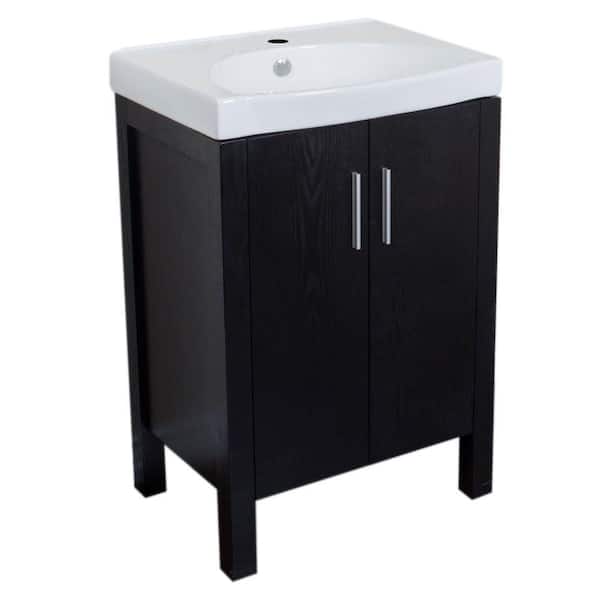 Bellaterra Home Stanwood 24 in. W x 18.5 in. D Single Vanity in Black with Vitreous China Vanity Top in White with White Basin