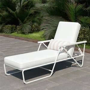 Novogratz Poolside Gossip Connie White Metal Outdoor Chaise Lounge with White Cushions