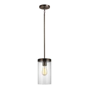 Zire 1-Light Brushed Oil Rubbed Bronze Pendant with Clear Glass Shade