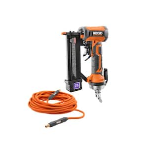 Pneumatic 23-Gauge 1-3/8 in. Headless Pin Nailer with Dry-Fire Lockout with 1/4 in. 50 ft. Lay Flat Air Hose