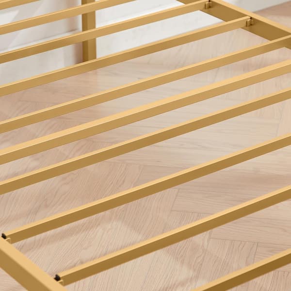 金色の鍔7点セット 木製フレーム VECELO Bed Frame, Gold Twin Metal Frame, Heavy Duty Metal