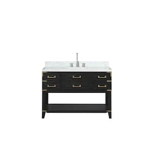 Irvington 48 in W x 22 in D Black Oak Single Bath Vanity, Carrara Marble Top, and Faucet Set