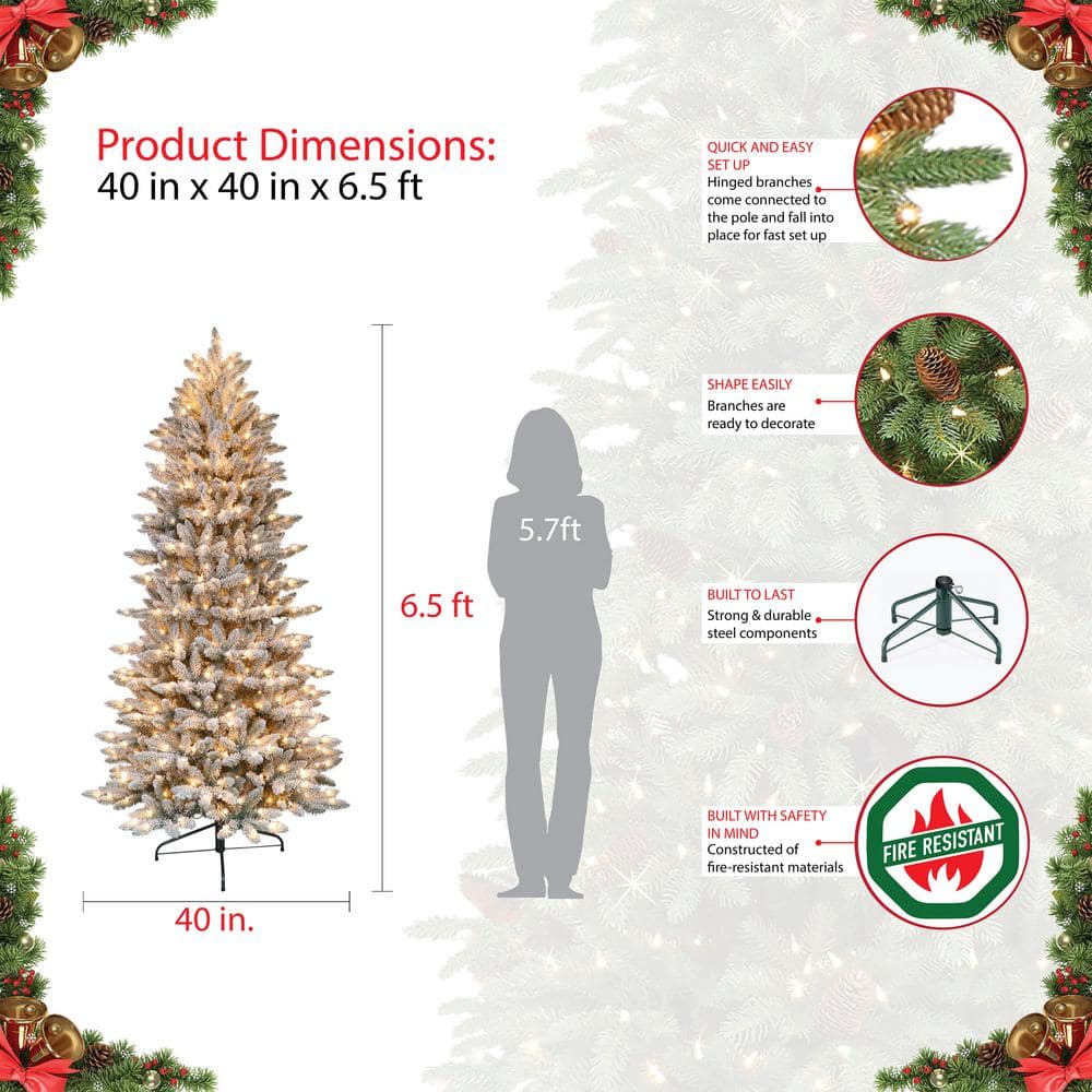 6.5-Foot White Pre-Lit Fraser Fir Artificial Christmas Tree