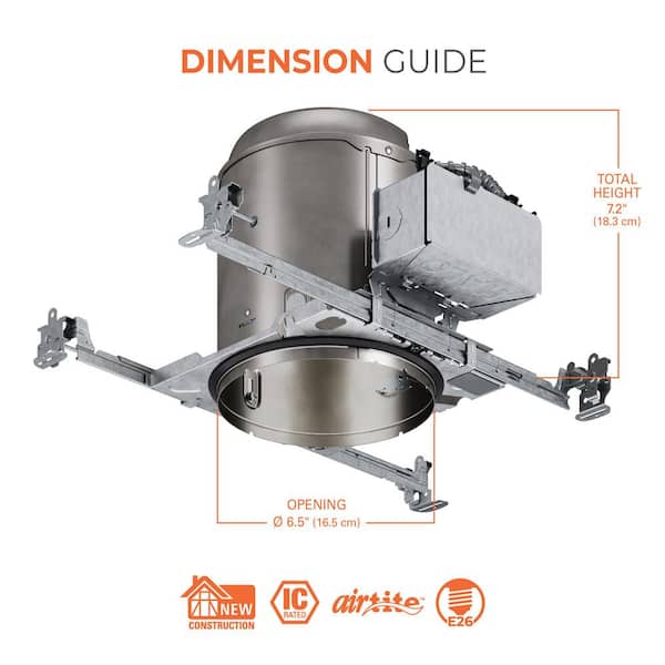 H7 6 in. Aluminum Recessed Lighting Housing for New Construction Ceiling, Insulation Contact, Air-Tite