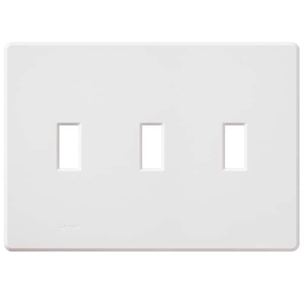 Lutron Fassada 3 Gang Toggle Switch Cover Plate for Dimmers and Switches, White (FG-3-WH) (1-Pack)