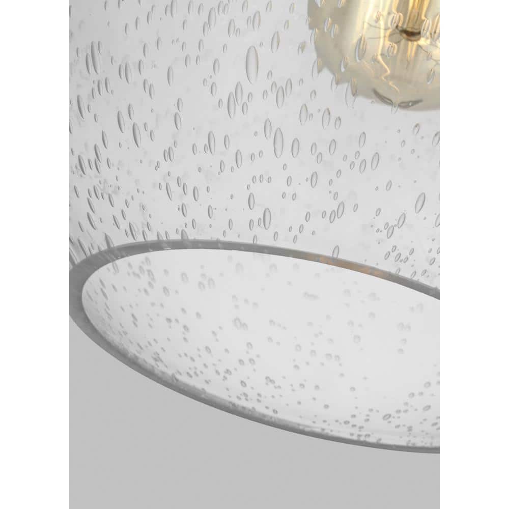 Midnight Black Mini Pendant with Clear Seeded Glass Shade