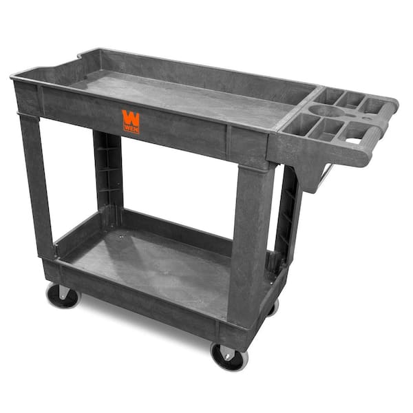 Adrinfly Polypropylene Light-weight 500 lbs. Capacity Kitchen Cart in Gray with 2-Shelf