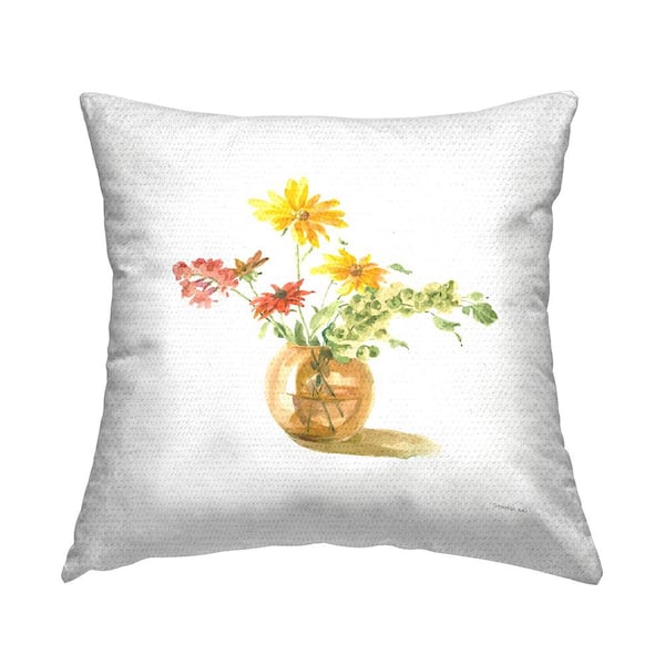 Stupell Industries Minimal Daisy Bouquet Multi-Color Square Outdoor Throw Pillow