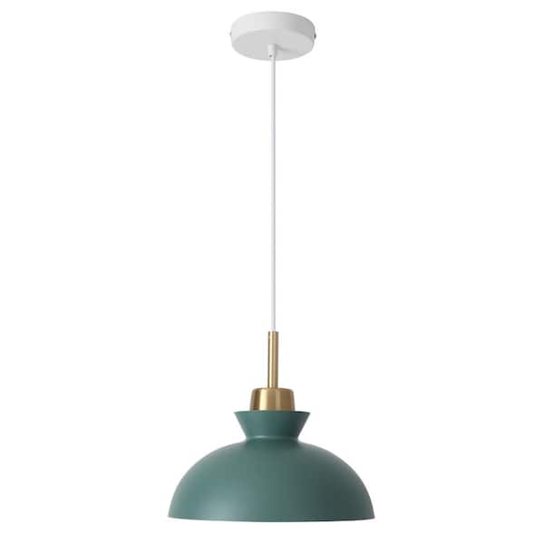 LWYTJO Lustre 11 in. 1-Light Green Dimmable Modern Industrial Metal Shaded Single Pendant Light