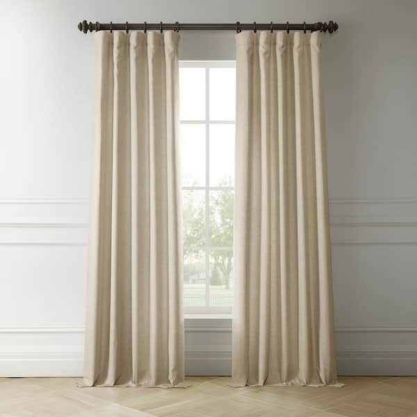 Sepia Beige Italian Faux Linen Room Darkening Curtain - 50 in. W x 120 in. L (1 Panel)