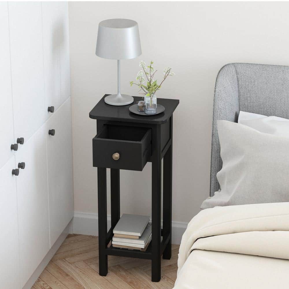 Gymax 14 in. W x 12 in. D x 31.5 in. H 2 Tier End Bedside