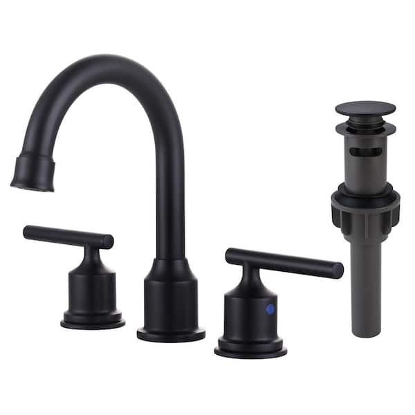 IVIGA Modern 8 in. Widespread 2-Handle Bathroom Faucet in Black