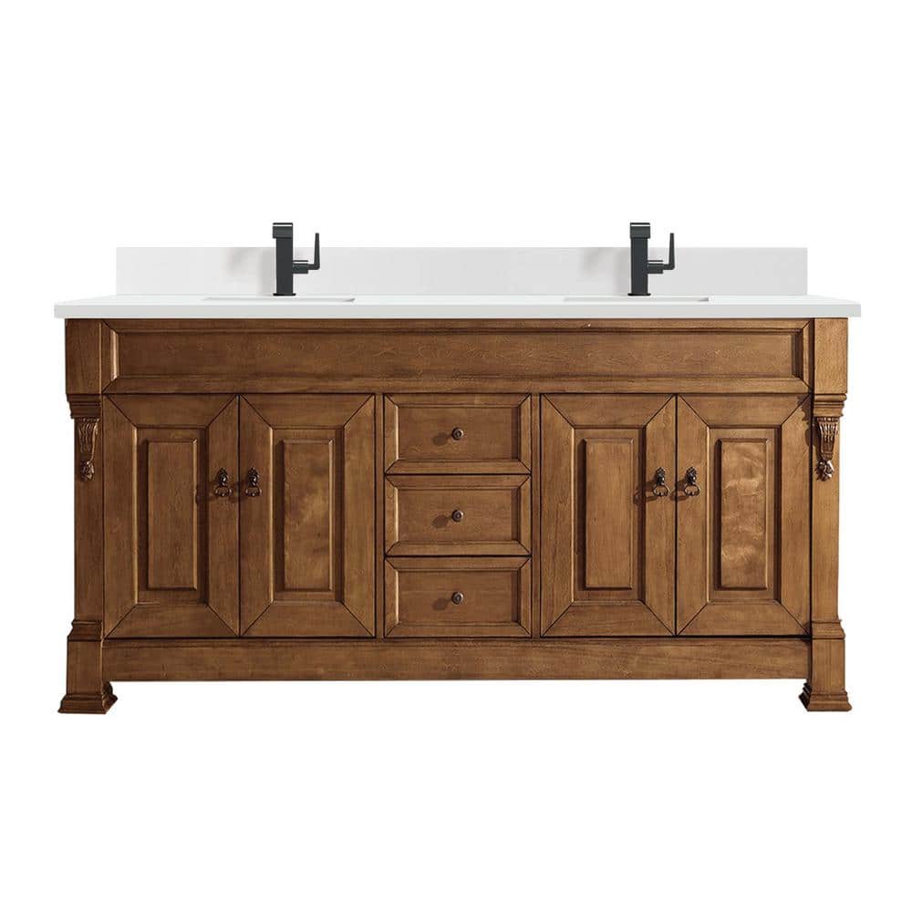 Brookfield 72.0 in. W x 23.5 in. D x 34.3 in. H Double Bathroom Vanity in Country Oak with White Zeus Quartz Top price history on PriceWatchPro