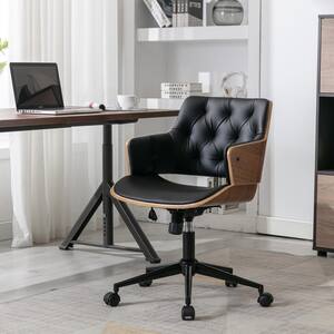 Black Faux Leather Adjustable Office Chairs with Arms