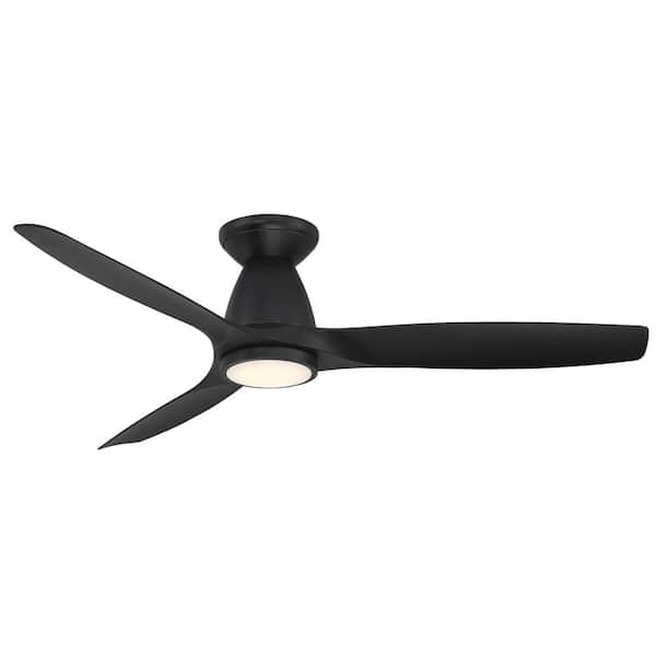 Skylark 54 in. 3-Blade Smart Indoor/Outdoor Flush Mount Ceiling Fan in Matte Black 3000K Integrated LED and Remote