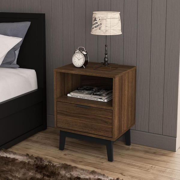 Polifurniture Victoria Walnut 1-Drawer Nightstand