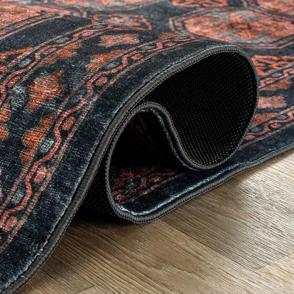 Transitional Moroccan Washable Non Slip Rust 8 ft. x 10 ft. Area Rug - thumbnail 6