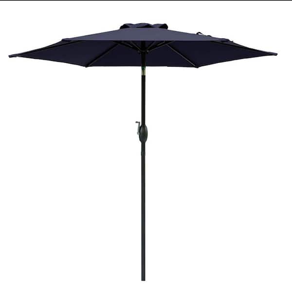 7.5 ft. Polyester Patio Umbrella in Navy Blue for Pool, Backyard and Patio (Without base)